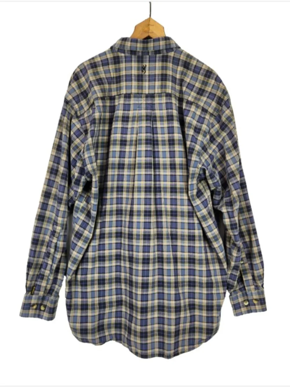 Browning Button Up Shirt Men's L Long Sleeve Blue Plaid Outdoor Casual - Picture 2 of 6